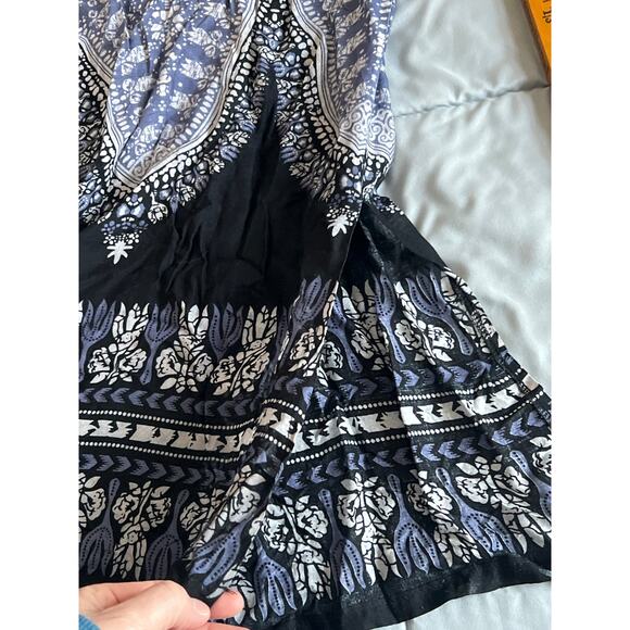 No brand blue and black boho beach coverup high slit on‎ sides 100% cotton sz XL - Picture 4 of 5